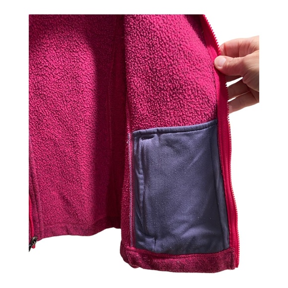 Women’s North Face Fleece Jacket Pink with Purple Collar size Medium - Picture 7 of 8